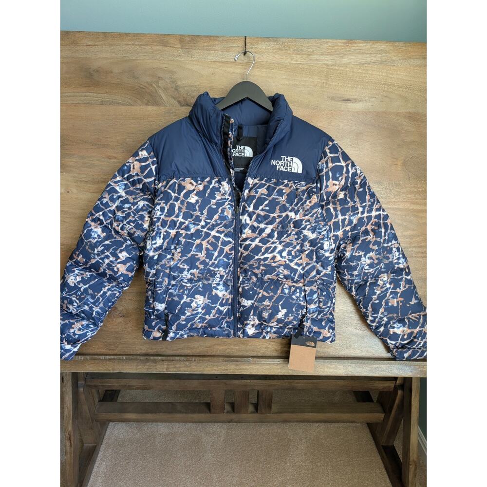 NWT The North Face 1996 Retro Nuptse Jacket Womens Small Multi Abstract Full Zip